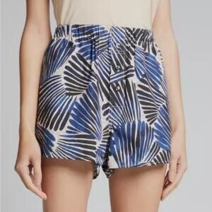 Cara Cara Brooks Cotton Short in Palm Stripe Navy - Size Medium